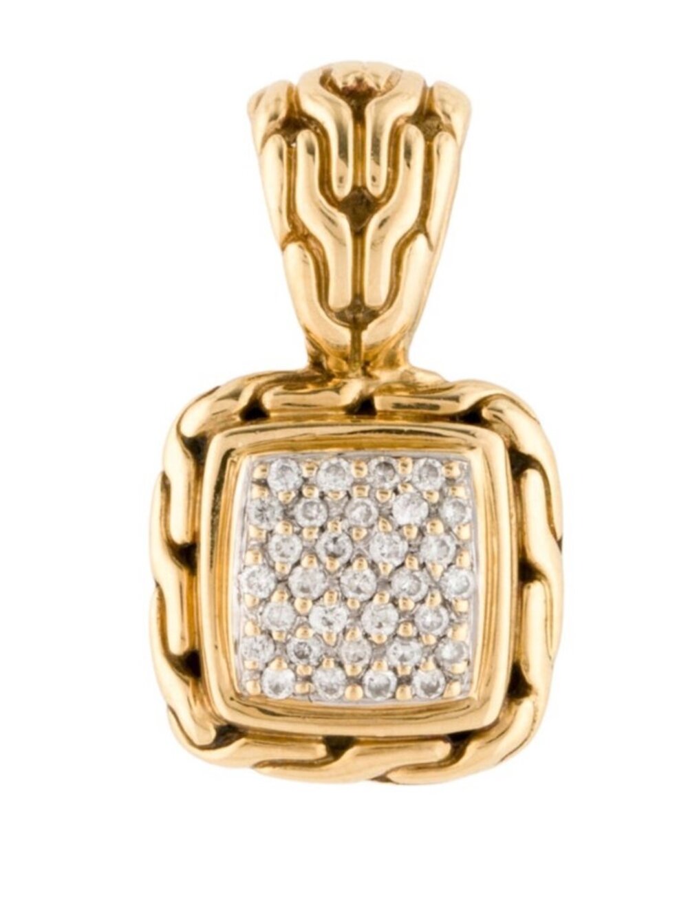 JOHN HARDY 18K 750 YELLOW GOLD DIAMOND CLASSIC CHAIN ENHANCER PENDANT